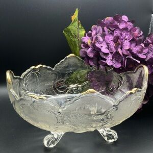Vintage Glass Bowl with 22K Gold Accents
